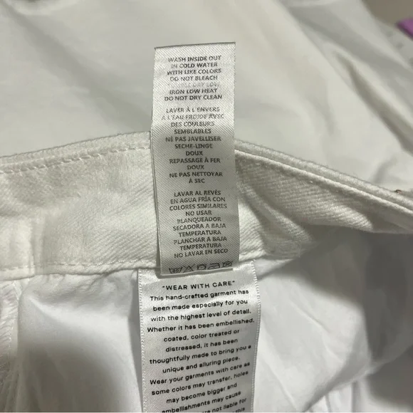 Good American Icon Shorts White Denim Plus Size 18 High Rise Raw Hem Bermuda - Picture 11 of 11